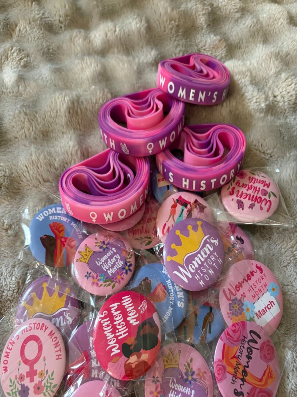 Womens History Month Silicone Bracelets Pins International Womans Day 24 piece